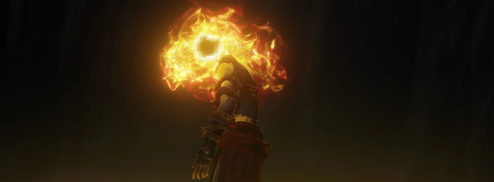 The player looks back - head a fiery ball of chaos.