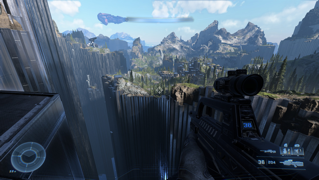 The very tall hexagons that undergird the world occasionally open into wide metallic chasms separating natural terrain.